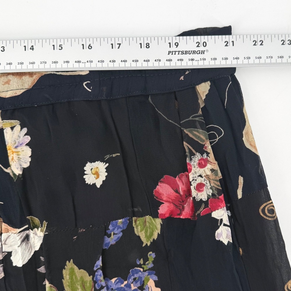 Catherine Cole Women Black Floral Patchwork Rayon Maxi Skirt XL/XXL Boho Vintage - Picture 5 of 6